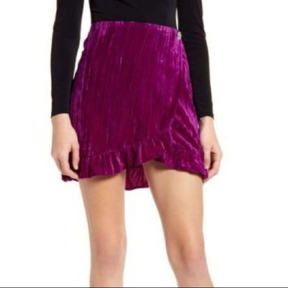 Topshop purple/pink velvet mini skirt